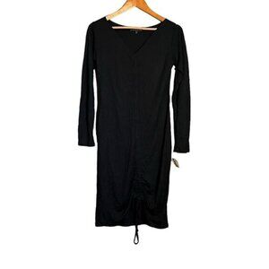  Elm design black long sleeve wool blend dress